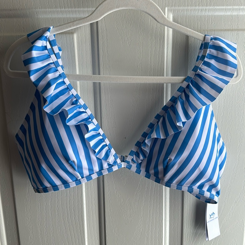 Southern Tide Seaside Adventure Blue Stripe Bikini Top